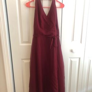 Elegant Burgundy Halter Dress
